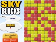 Sky Blocks. PLAY INSTRUCTIONS v1.11AI Copyright Â© 2003 GameRival. All Rights Reserved. S K C O L B Blocks Needed: Cleared: Click block groups to clear them from the board. Earn bonus points by clearing more per level.Clickable have a minimum ofthree blocks in levels 1-6. Clear number of each level or you will be penalized. X Clickable oftwo 7 and up. SCORE NEXT LEVEL COMPLETED Groups can now made with onl...
