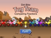 Game Dirt bike tug team comparing fractions