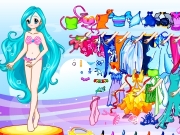 Game Blue hair girl dress up