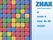 Znax. ZNAX 2005 LIGHTFORCE Converted by robtje how to play: click 4 tiles of the same color and form squares as big you canyou will erase all tilesinside square andcollect points time is running.. play example 1 x 2 3 score 00 restart 20000 game over !your has been saved...
