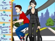 Girl and biker dress up. d...
