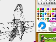 Game Barbie on bike coloring