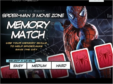 Spiderman 3 movie zone - memory match game  - Play now !
